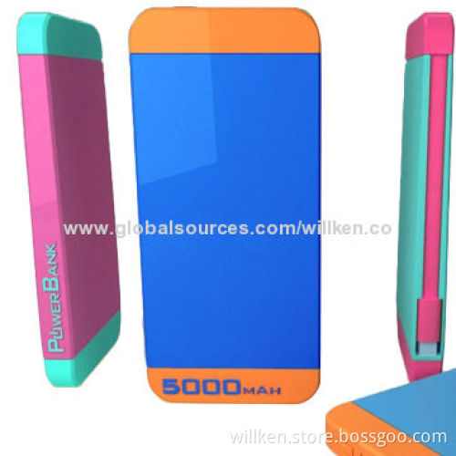 Power Banks, Rubber Face for iPhone and iPad Mini, 5,000mAh Capacity, 2C Colors Available